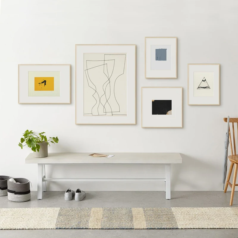 

Modern simple Nordic abstract lines orange art poster living room decoration picture canvas painting core inkjet