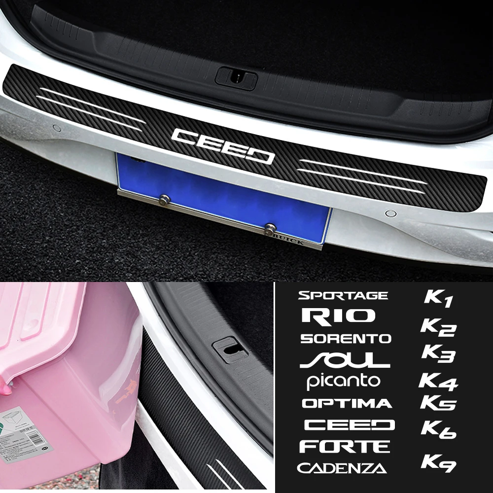 

Car Styling Rear Bumper Trunk Guard Stickers For KIA Sportage Rio K2 Sorento Soul Picanto Optima Ceed Forte Cadenza K1 K2