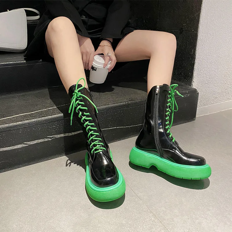 

FEDONAS Mixed Colors Women Ankle Boots 2021 Winter Newest Chunky Heels Pumps Female Genuine Leather Night Club Shoes Woman