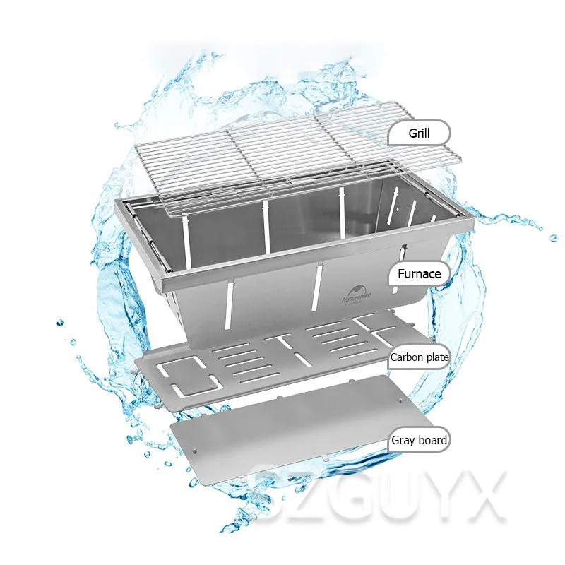 

Stainless steel portable outdoor folding barbecue household charcoal barbecue utensils small field stove