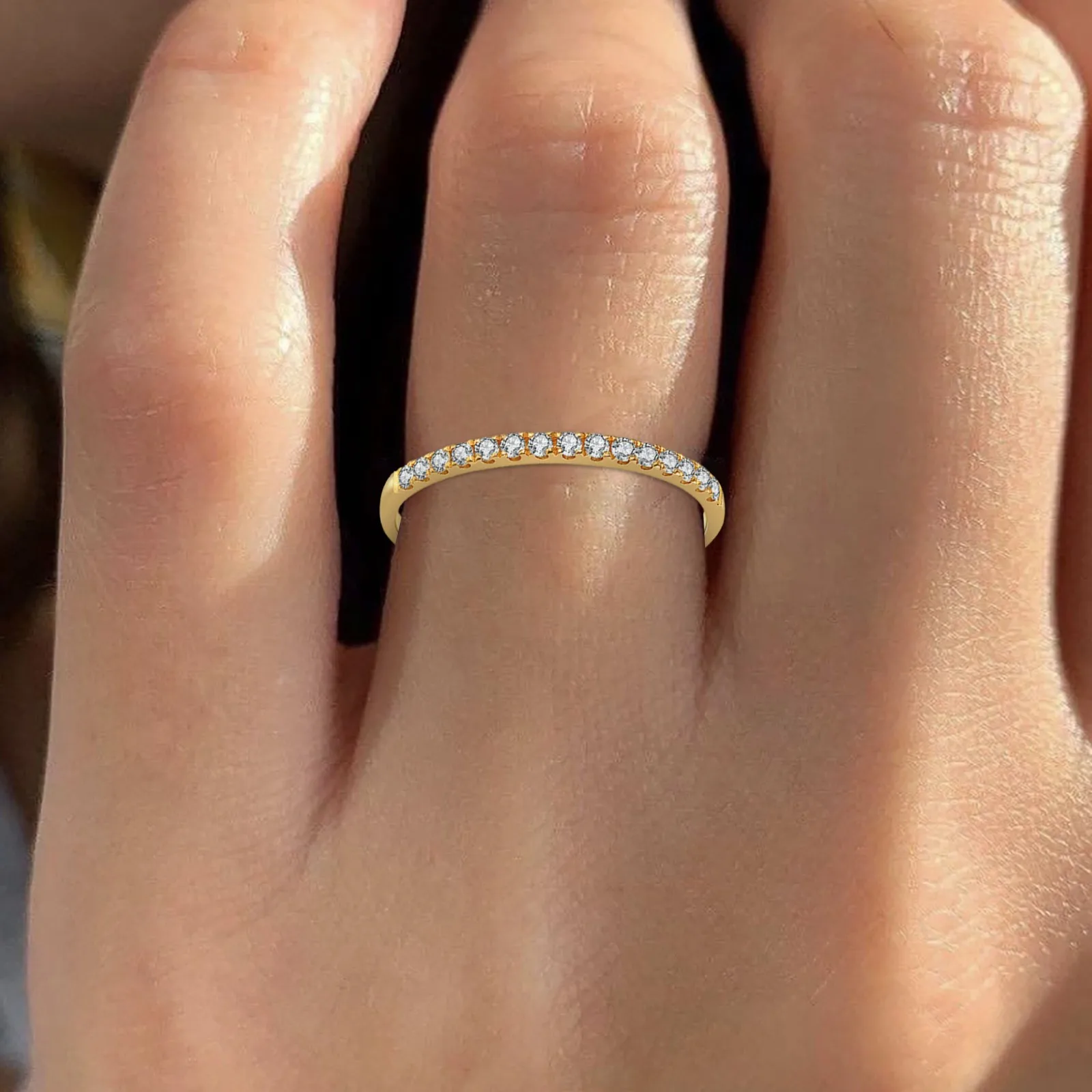 

Rose Gold Sparkling Ring Simple Style Rhinestone Compact Index Finger Rings Women Fashion Engagement Wedding Jewelry Gift