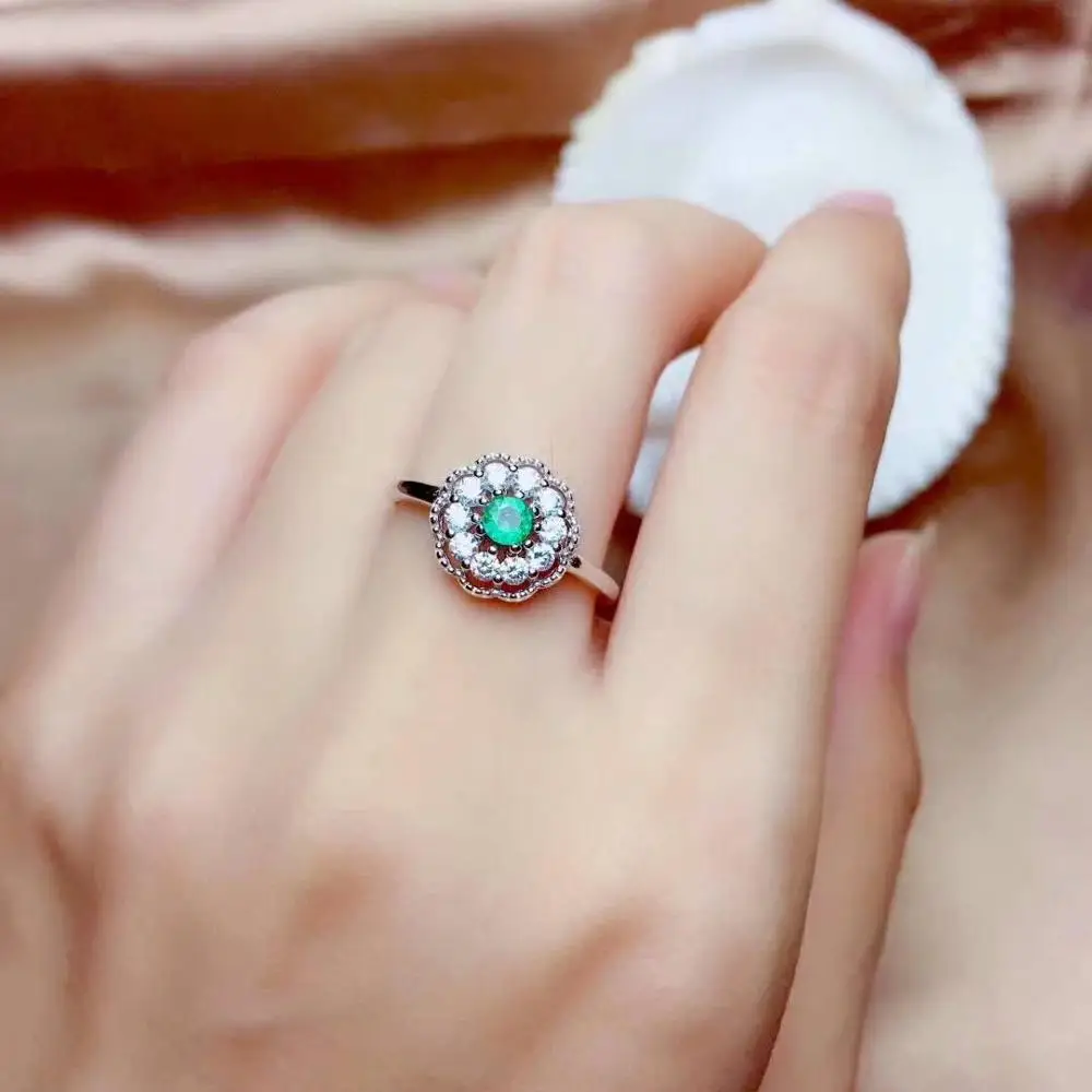 

SHILOVEM 925 sterling silver Natural Emerald classic fine Jewelry women wedding wholesale new gift mtz3.53.598agml