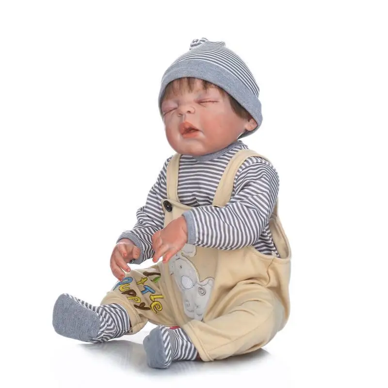 Реалистичные детские куклы Bebe Reborn силиконовые для мальчиков полное тело 22 дюйма