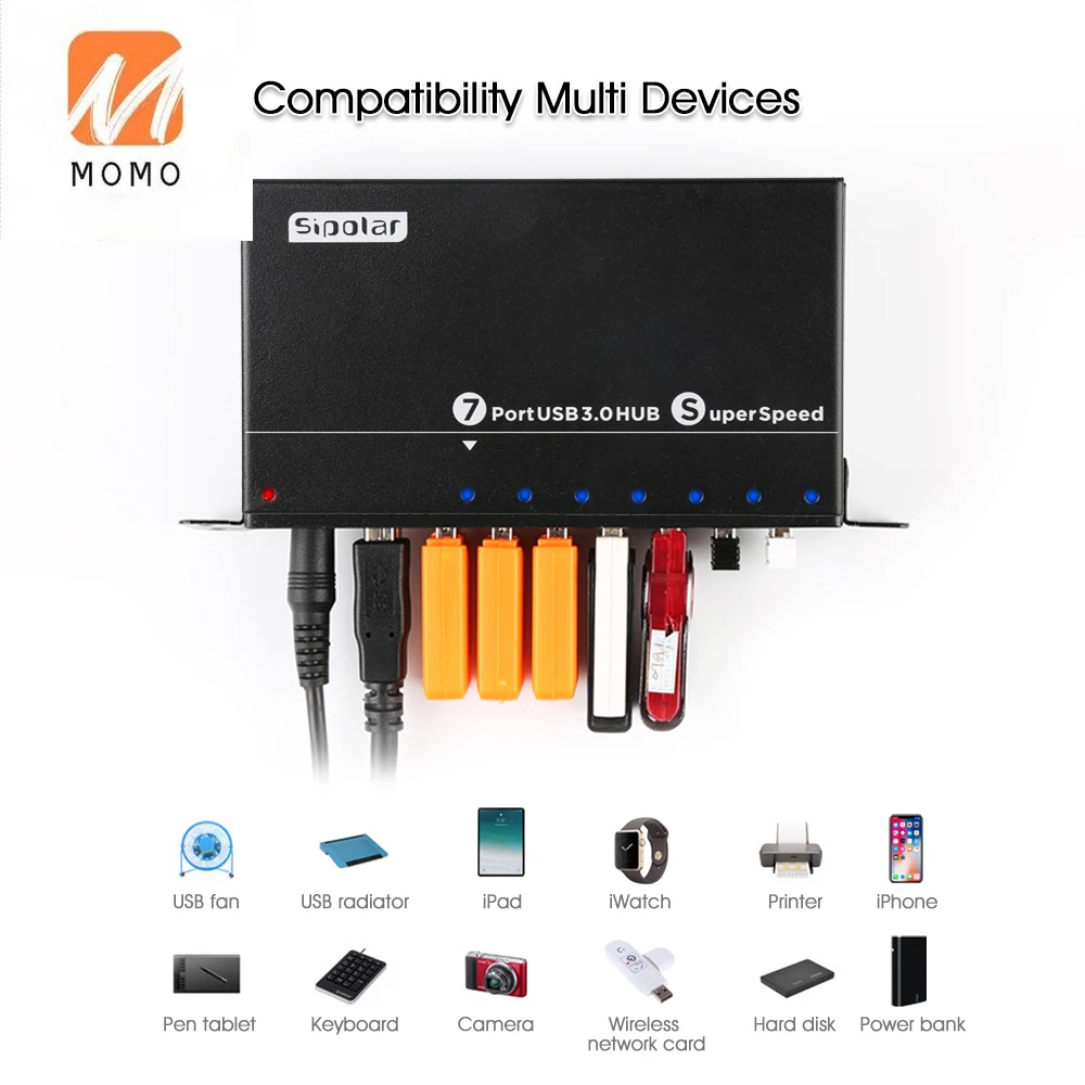 Sipolar Ultra high Speed 7 port usb 3.0 hub multi por charger splitter for Mobile phone Tablet computer accessory | Компьютеры и офис