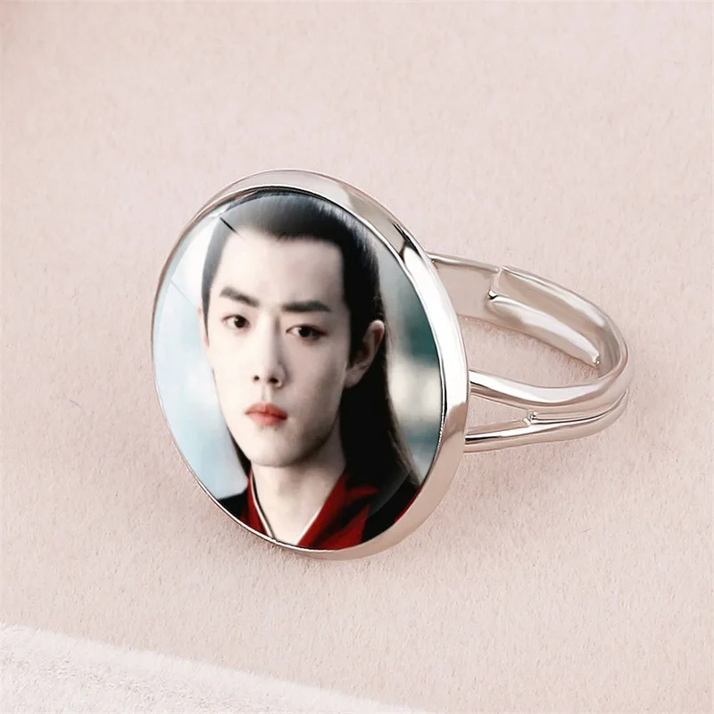 Стеклянное кольцо Wei WuXian Lan WangJi CHEN QING LING Открытое с драгоценными камнями