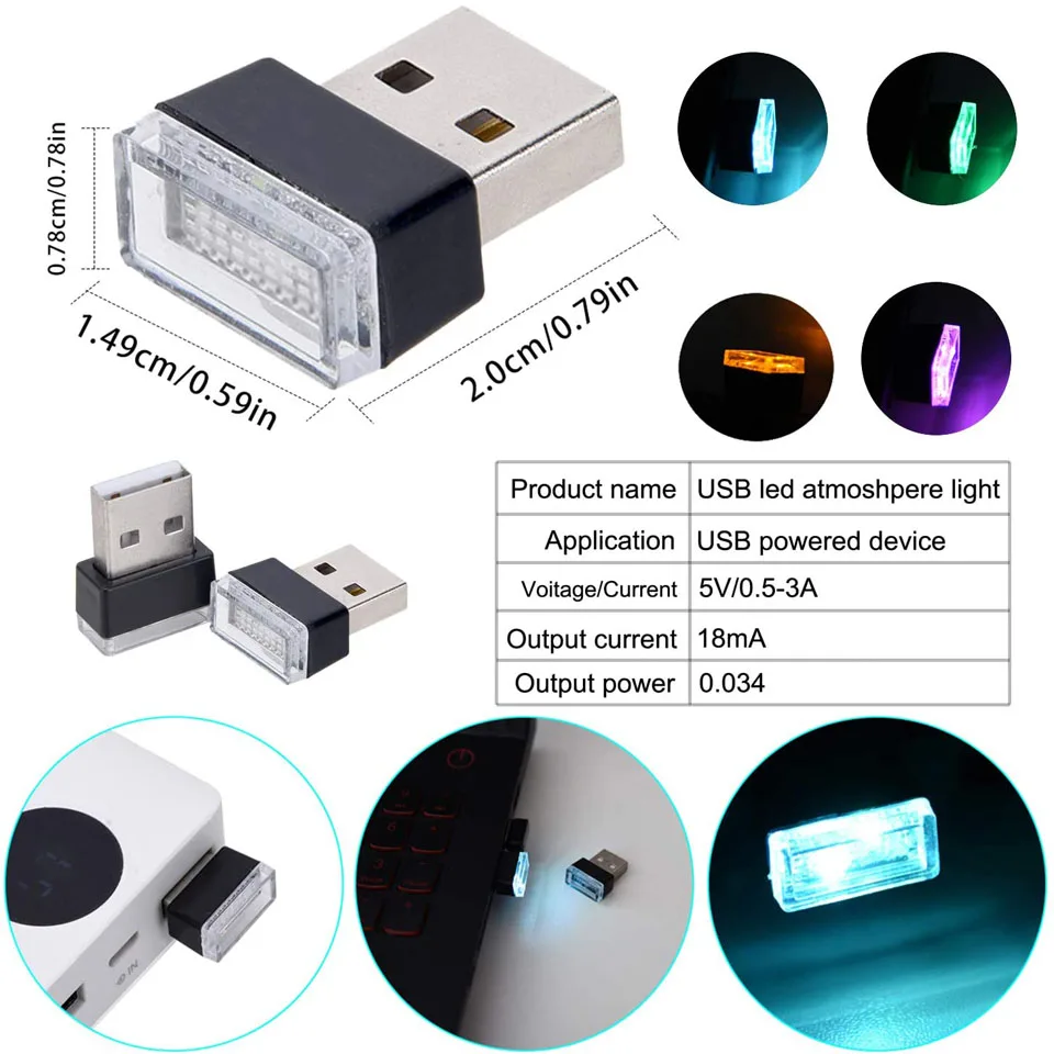 Treennel 7 шт. светодиодный светильник для автомобиля авто Интерьер USB атмосферный