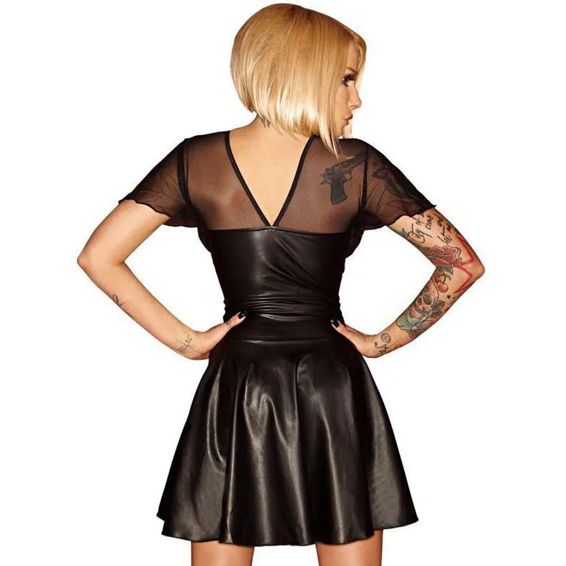 

Womens underwear Night Club Latex Dress Costumes Wetlook Punk Style Patent Leather Zipper Vintage Performance Corset Dress