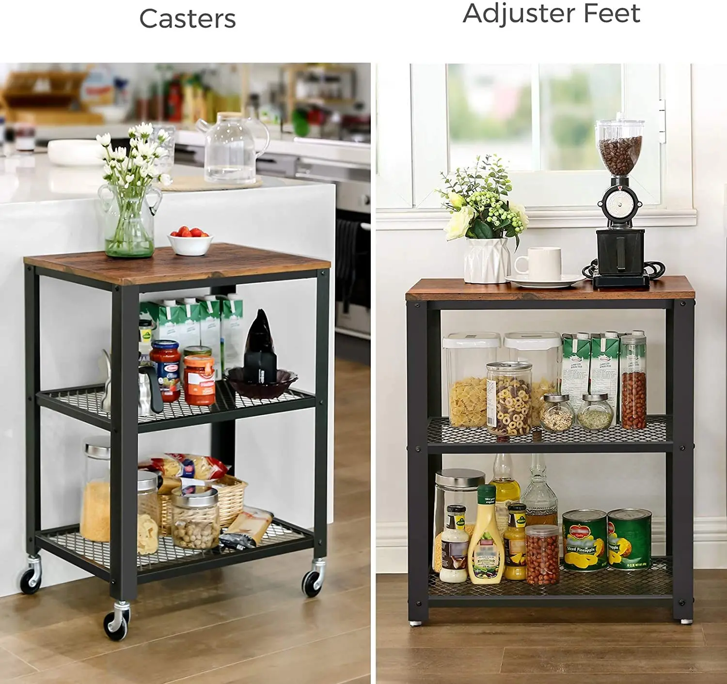 

Serving Cart Trolley Industrial Kitchen Rolling Utility Cart Heavy Duty Storage Organiser