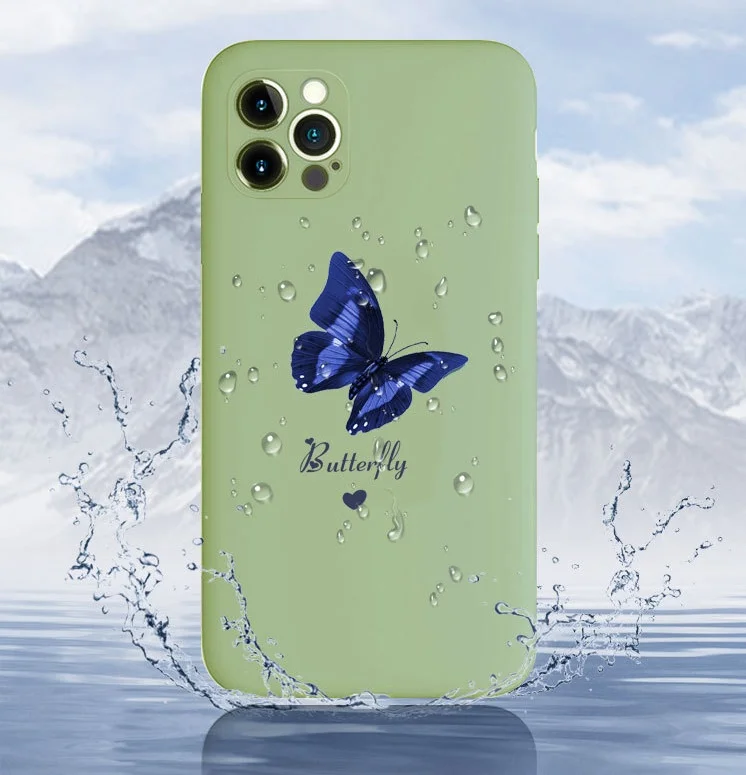 

Vivo 52s Deer&Butterfly Case Liquid Silicone TPU Drop-Proof Shockproof Protective Full Body Gel Rubber Bumper Cover Soft Lining