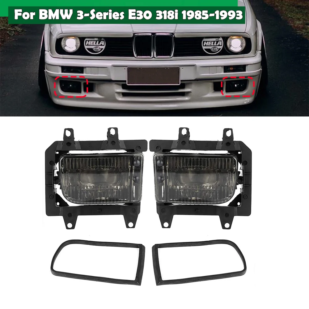 A Pair Front Bumper Fog Light Car Fog Lamp Assembly For BMW E30 3-Series 318i 325i 1985-1993 Car Accessories Replacement Part