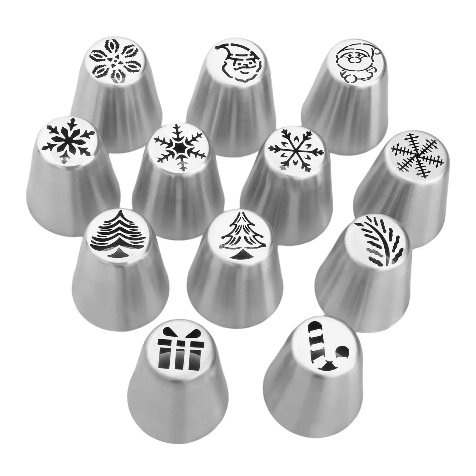 

12pcs Piping Nozzles Set for Christmas Cake Cupcake Cookies Decoration Ornament
