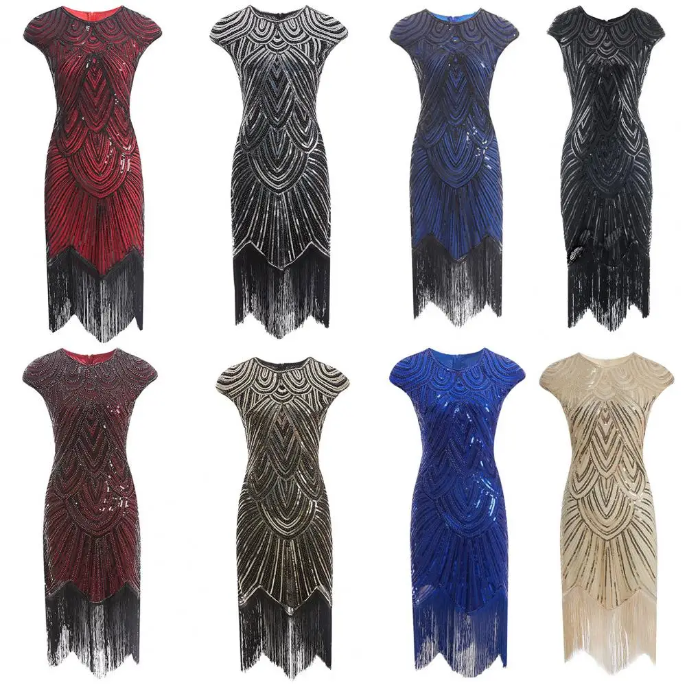

70% Hot Sell Dress Tassels O-Neck Women Fashion Sleeveless Dress for Banquet