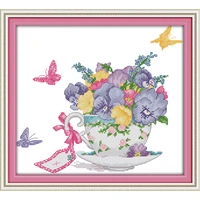 everlasting love butterfly orchid in the cup chinese cross stitch kits ecological cotton clear stamped diy christmas decoration