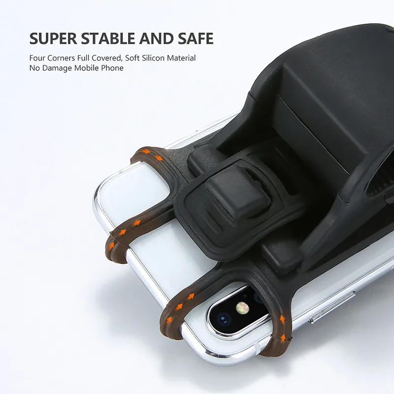 thicken bike phone holder siliconeadjustable pull button anti shock phone holder mount holder phone band bike gps clip universal free global shipping