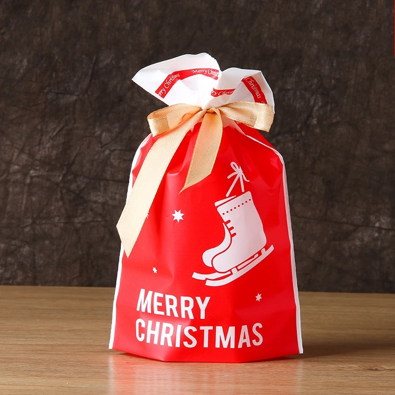Red boots 50/100p 23x15 см Рождественская пластиковая сумка на шнурке для конфет и печенья закуски день рождения Свадебный декор Подарочная сумка новогодние подарки - Цвет: Red boots