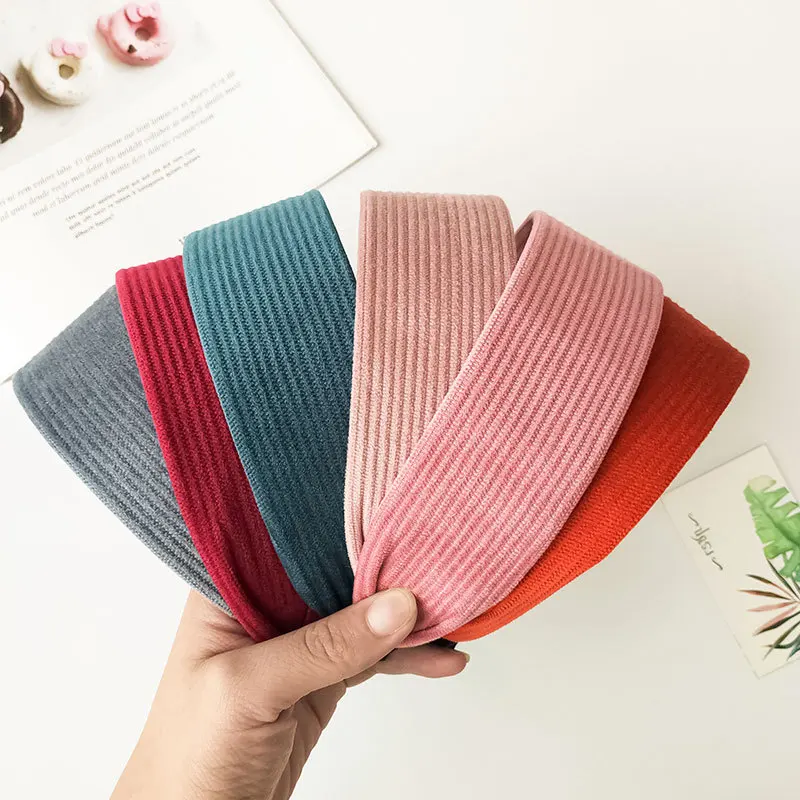 

New Solid Cloth headband Elastic hairband for women girls Wide hair Head Hoop hands Simple Hair Accessories scrunchies headdress