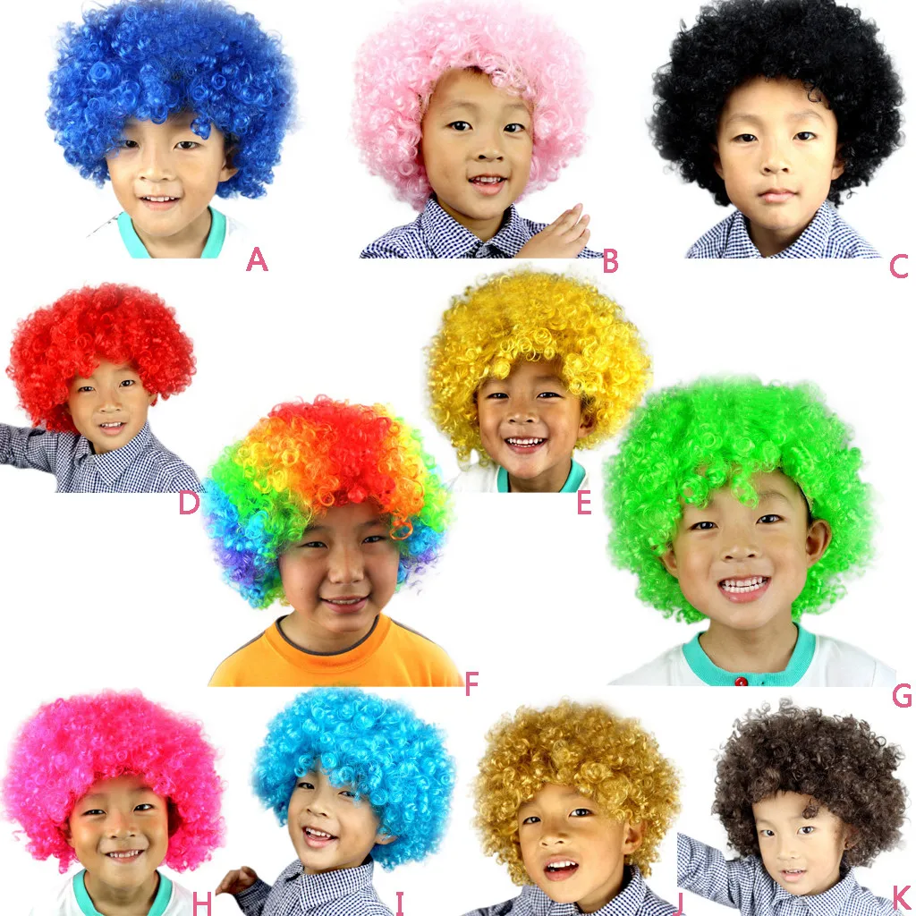 New Funny Party Wig Big-haired Curly Hair Disco Rainbow Afro Clown wig Football Fan Adult Child Costume Party Soccer Fans Wig