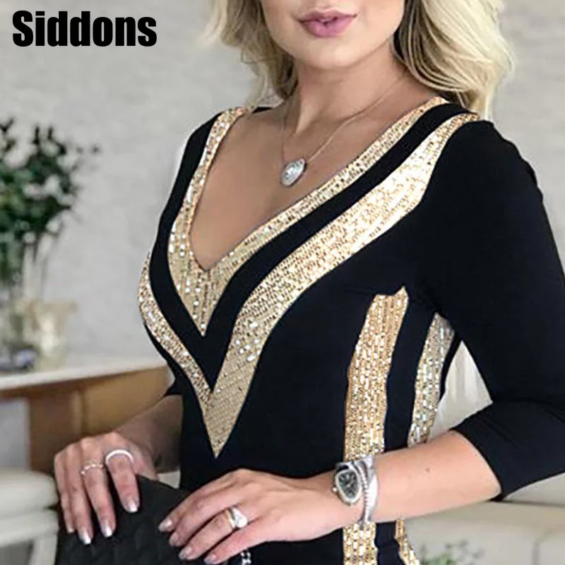 

Women Elegant Cheetah Print Sequins Party Dress Autumn Sexy V-Neck Skinny Dress Office Lady Patchwork Long Sleeve Mini Dresses