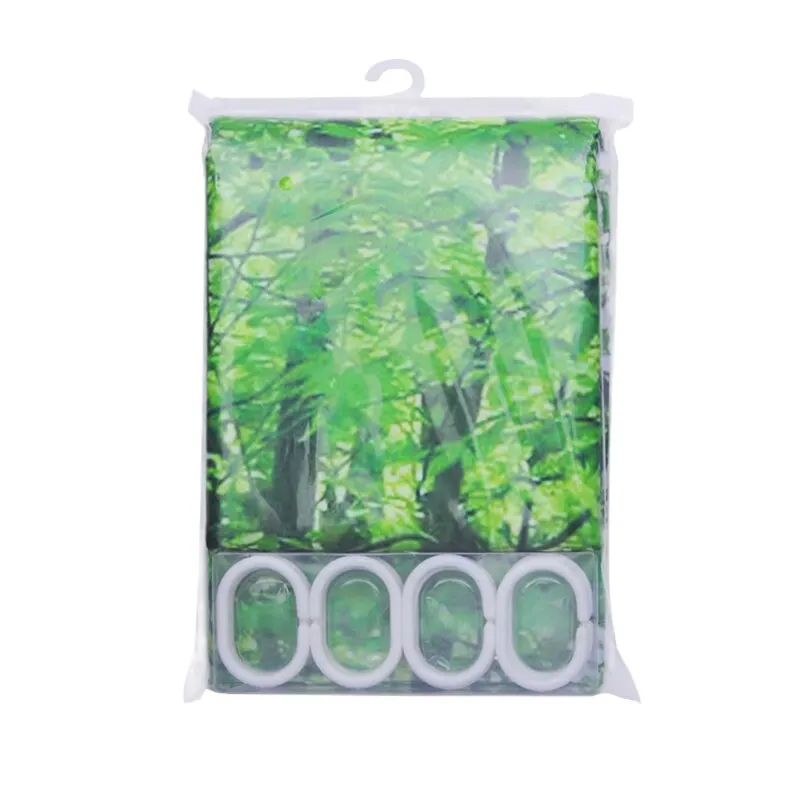 Зеленая занавеска для душа Современная 3D растительная пейзаж печать живопись с