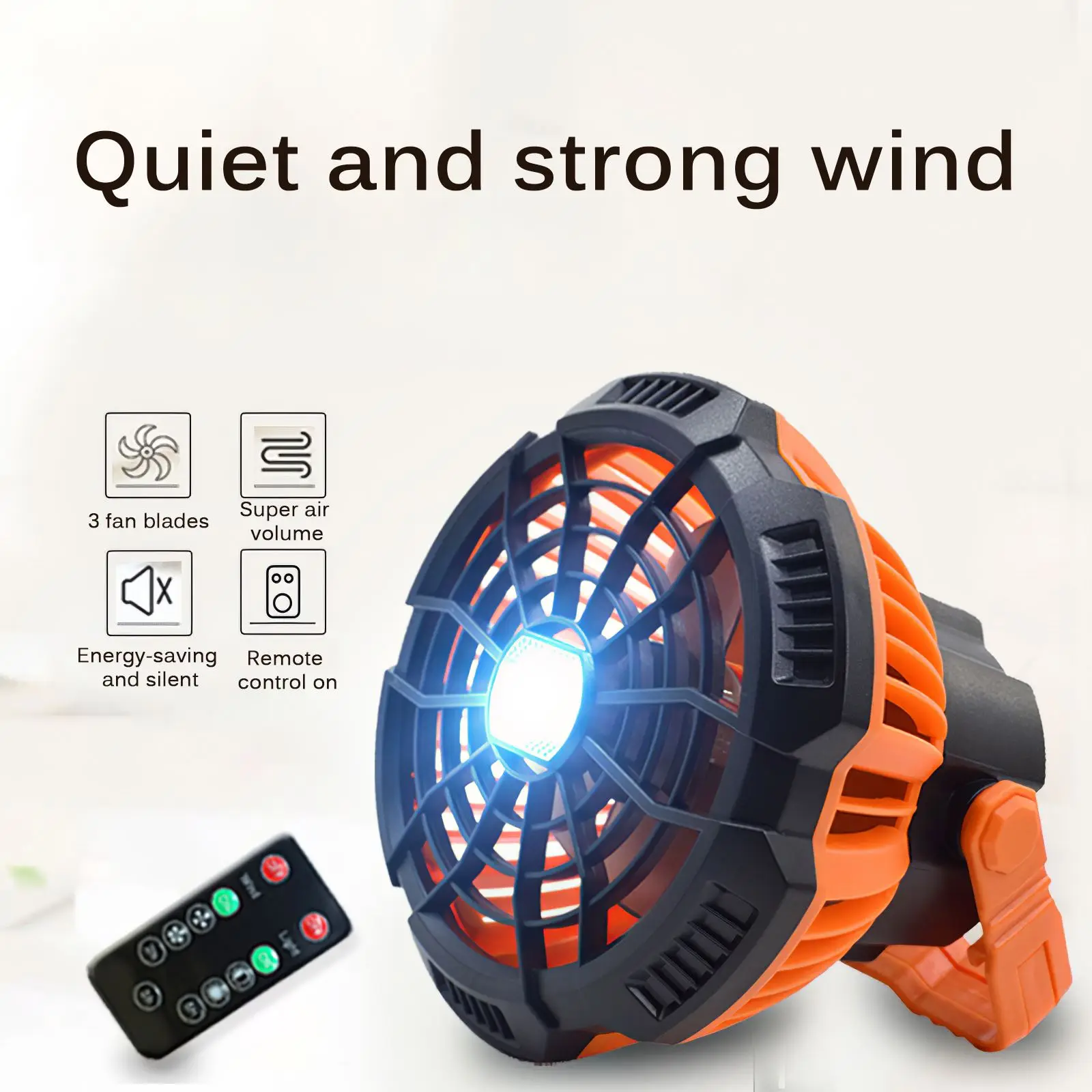 

Outdoor Fan 5200mAh Rechargeable Ceiling LED Lighting Low Noise Emergency Electric Machine for Camping Fishing