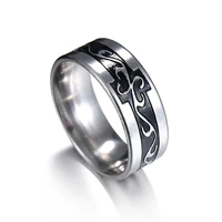 8mm fashion ring for men retro style closs pattern classic stainless steel wedding band casual sport jewelry male prensent gift