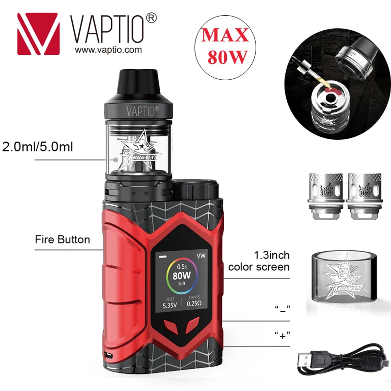 Vaptio Wall Crawler Vape KIT 5 шт. в катушке мл бак 80 Вт электронная сигарета испаритель TCR 1