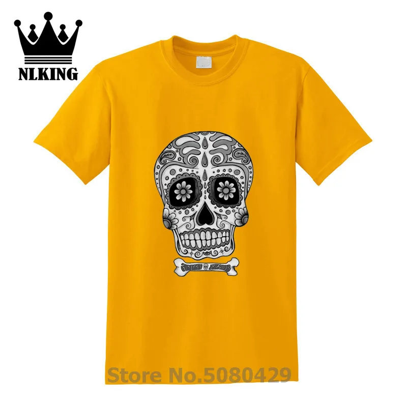 Летняя хлопковая Футболка с изображением сахарного черепа Мексиканский череп