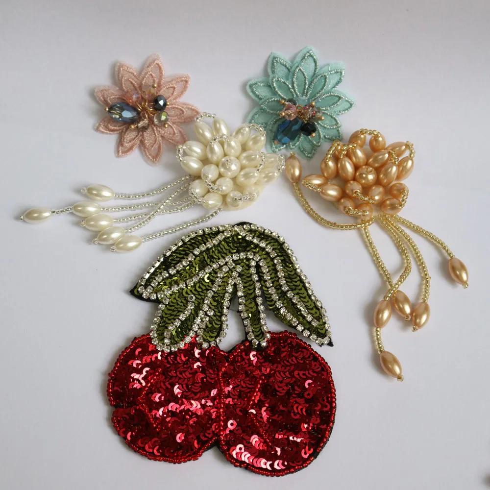 Нашивки с вышитыми цветами вишни для одежды декоративная заплатка parches bordados para ropa