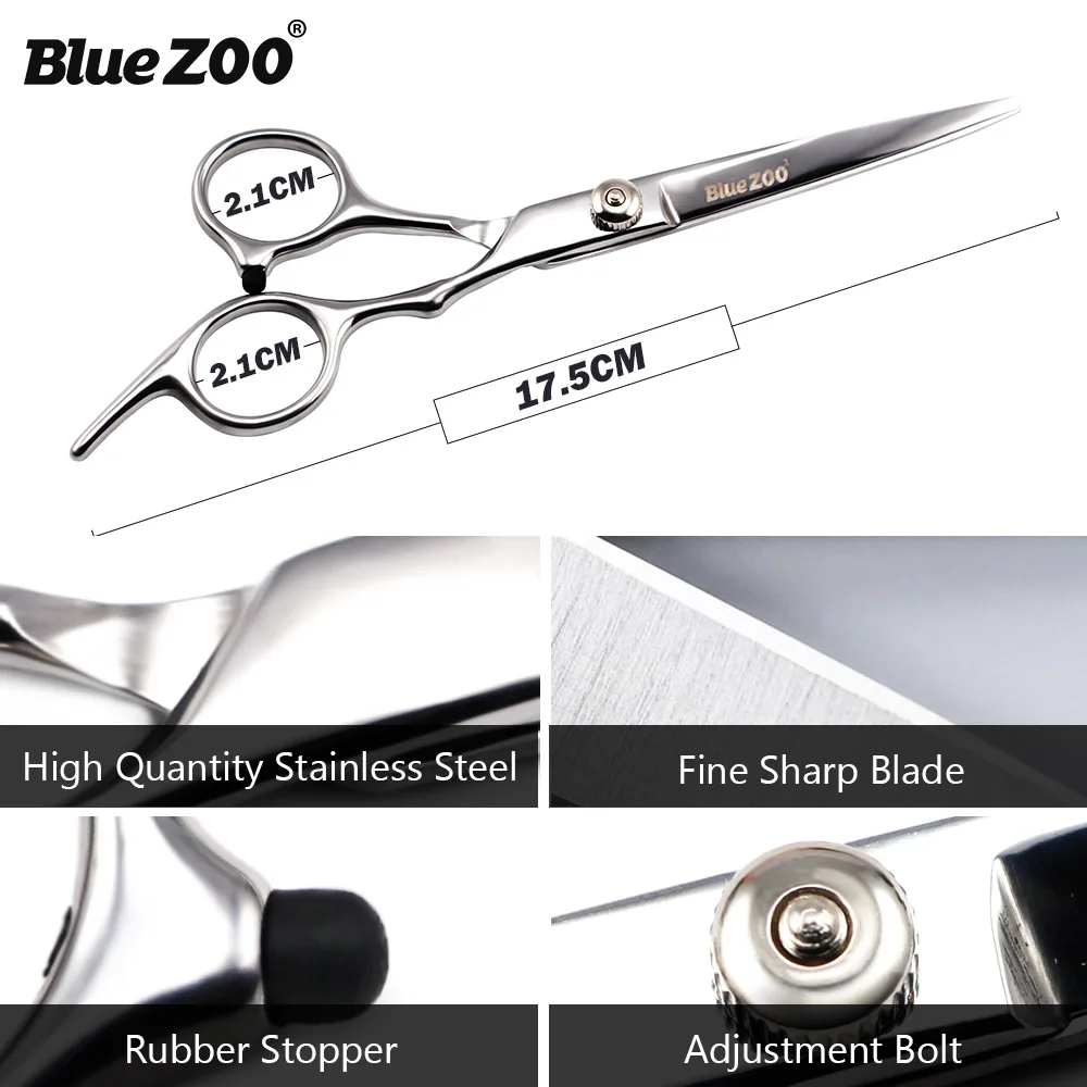 Bluezoo Stainless Steel Barber Shop Beauty Salon Styling Haircut Beard Trim Scissors 17.5cm Hair Cutting Scissor Cases | Красота и