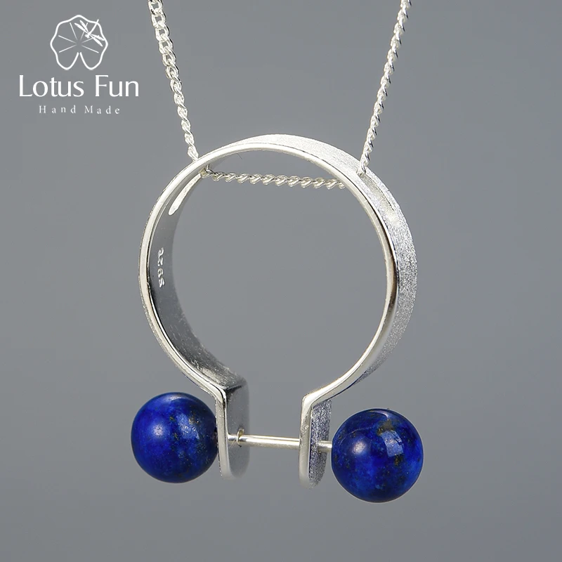 Lotus Fun реальные 925 стерлингового серебра натуральный Лазурит ювелирные украшения