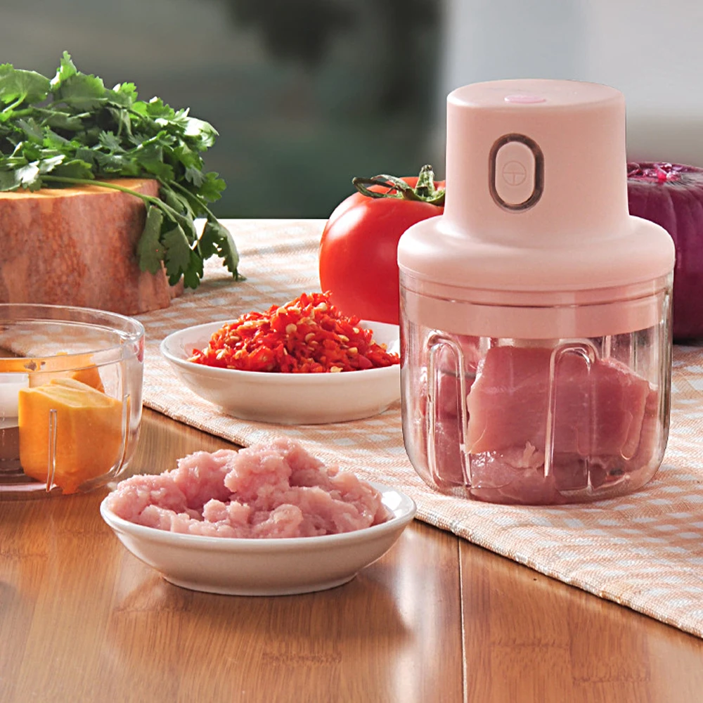 

Electric Food Chopper Meat Garlic Grinder Mini Stainless Steel Rechargeable Vegetable Cutter Shredder