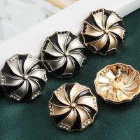 10pcs metal buttons woolen coat decorate accessories creative inlaid rhinestone round blouse jacket high foot buttons