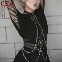 cea new arrival goth punk pentagram body sexy chain harness woman fashion belts for women festival clothing goth accessories
