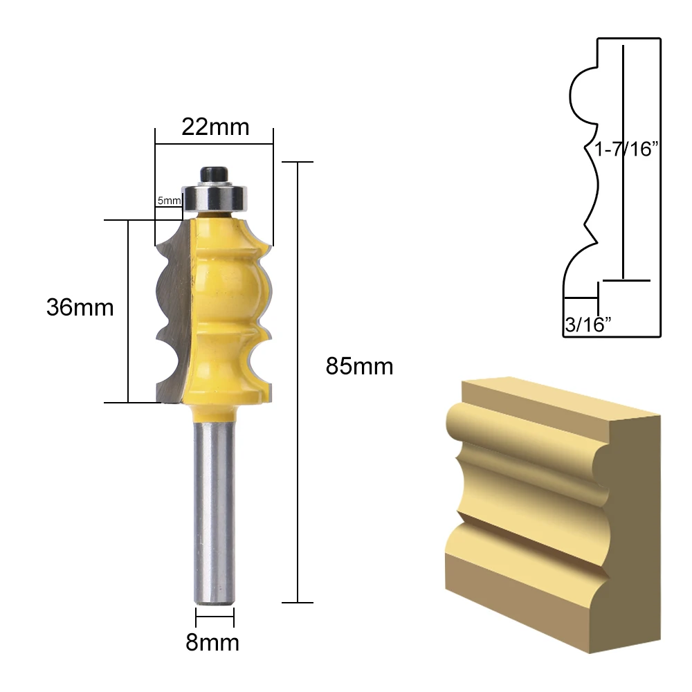 1 шт. 8 мм хвостовик архитектурная Лепка фрезы цементированный карбид литье