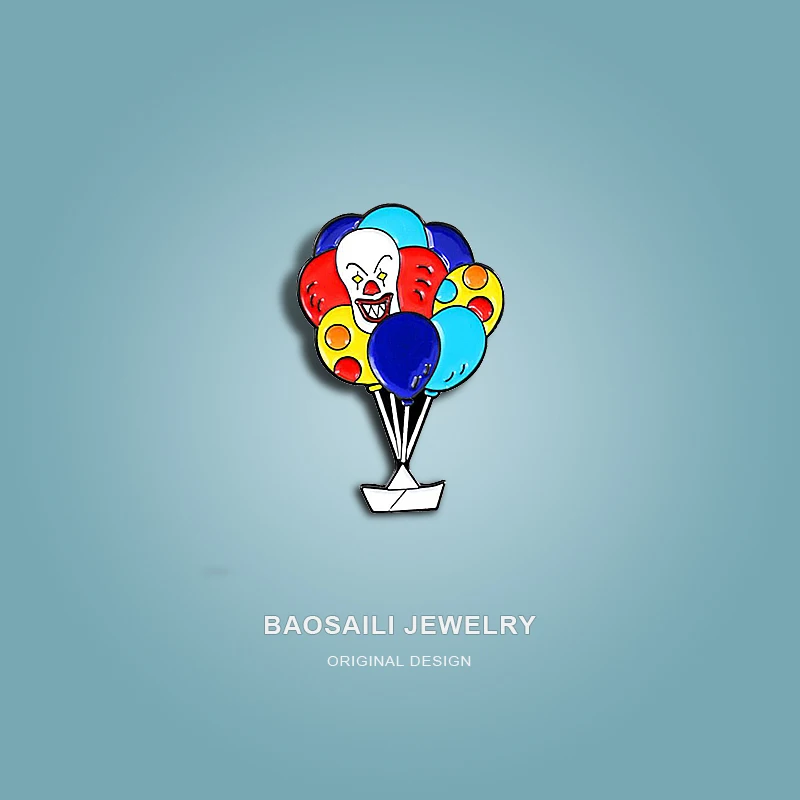 

MIX DESIGNS Cartoon Fashion Colorful Balloon Clown Balloon Origami Boat Pin Badge Backpack Accessories Brooches For Women's