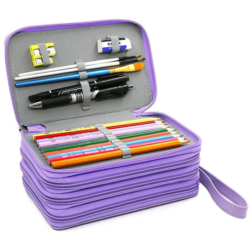 72 Holes School Pencil Box Black Pencilcase for Girls Boy Pen Case Large Cartridge Bag Stationery Big Penal Kit Supplies Pencase