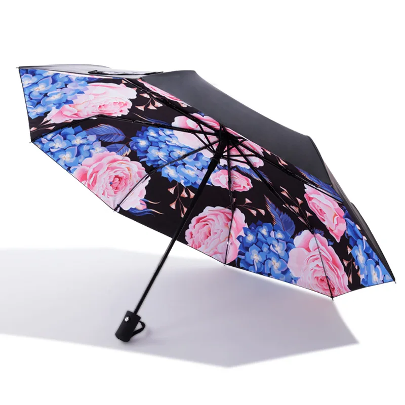 Женский 3D Солнечный дождливый Креативный новый узор с черным покрытием