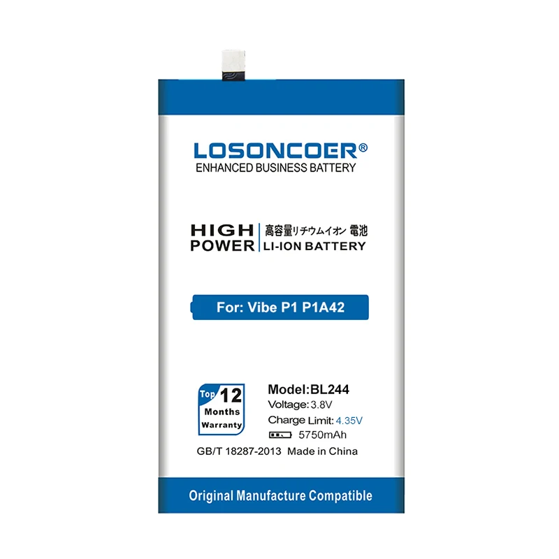 LOSONCOER 5750 мАч BL244 батарея для lenovo Vibe P1 P1A42 P1C58 P1C72 батареи мобильного телефона бесплатные инструменты подставка держатель наклейки
