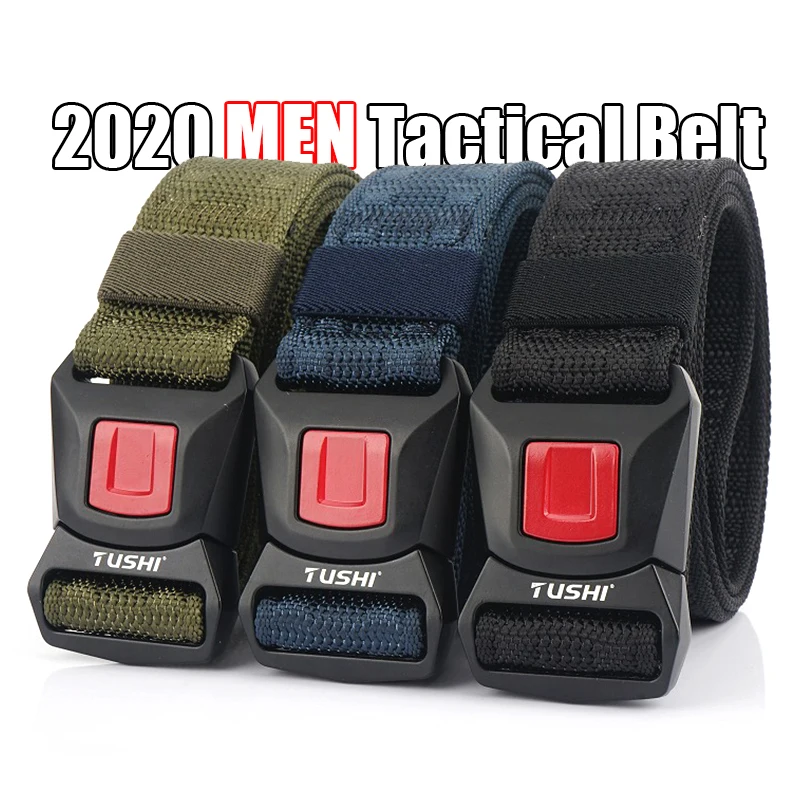 Ремень тактический Мужской матовый черный 1200D с металлической пряжкой