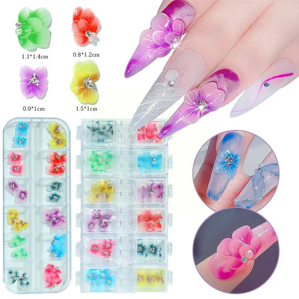 

3d Nail Art Color Mixed Flower Pastoral Nail Art Nail Nail Creativity Flower Diy Manicure Accessories Decals Decorati I2v9