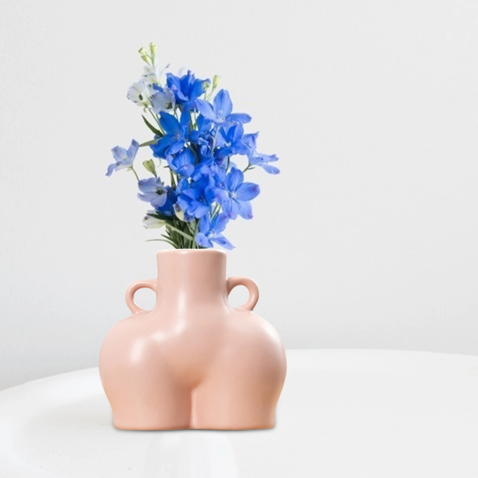 

Creative Ceramic Vase Desktop Plant Container Human Body Shaped Art Decorative Flower Pot Side Ring Handle Home Decor No Flowers