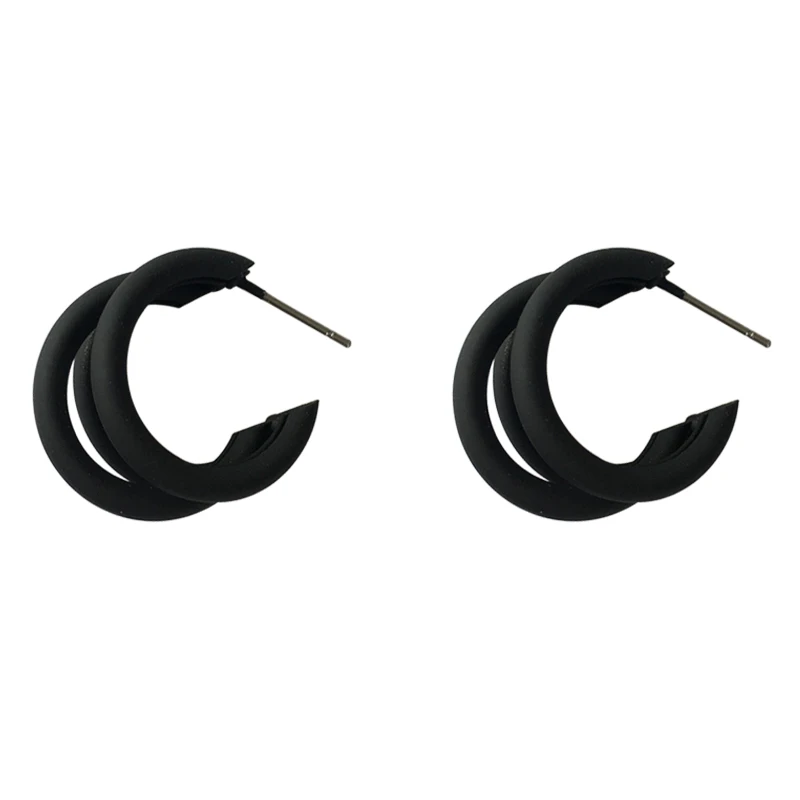 

XIALUOKE S925 Needle Fashion Retro Metal Multilayer C Black Stud Earrings For Women New Bohemia Jewelry Accessories ER0055