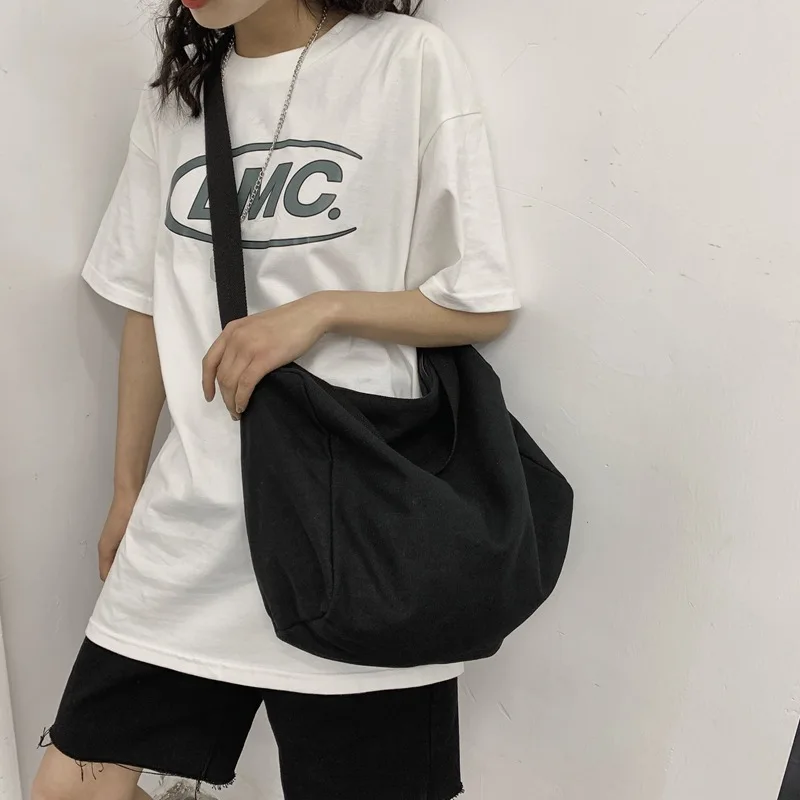 Холщовая Сумка женская наплечная большая вместительная в японском стиле ins с