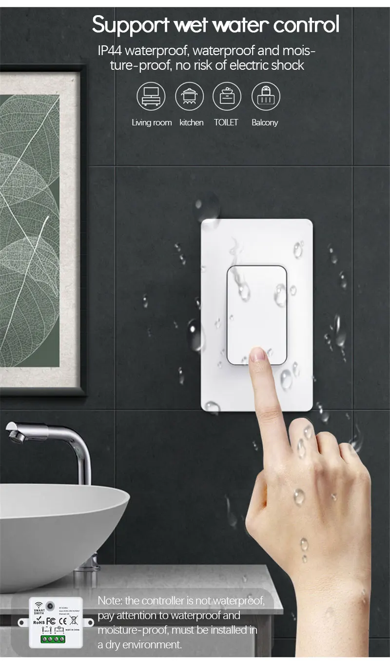 

220 v Wireless Switch Kinetic Self-Powered Wall Switch US No Battery Needed Lighting Remote Contro No Wire +RF433