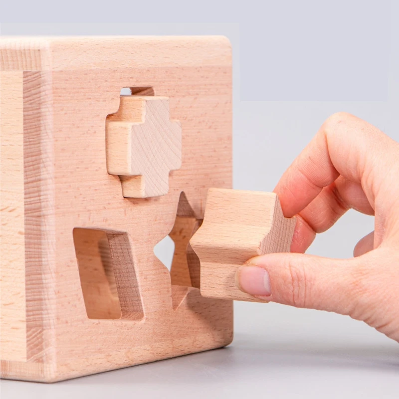 

Wooden Shape Sorter Box - Baby Geometric Building Blocks Sorting & Matching Game Toys Early Shapes Cognitive Learning