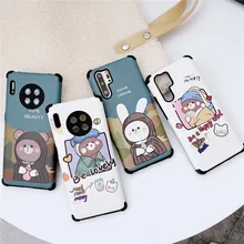 Cartoon Vintage Silk Matte Phone Case For Xiaomi POCO F2 Redmi K30 Pro Zoom Rabbit Bear Anti-fall Cover For LG K40S K61