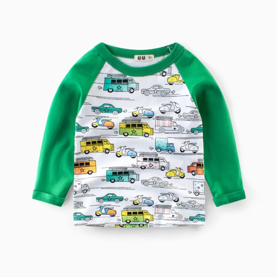 

7plus1 2020 kids boys car printing long sleeves boys Tee causal spring autumn T shirts for 3T 4T 5T 6T 7T 8T 9T 10T children