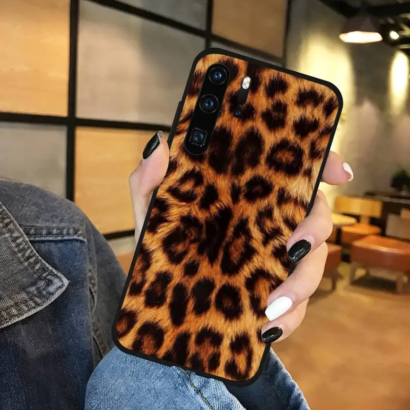 

Leopard cheetah skin print Phone Case black For Huawei honor Mate mate P 10 9X 10i 20 30 40 y7 lite pro p smart 2019