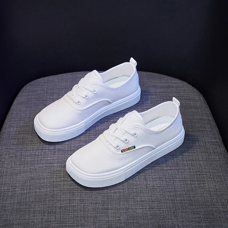 

Big Head Canvas Shoes Women 2021 Summer New of Students Breathable Small White Shoes Women Flat-soled Running Board Shoes