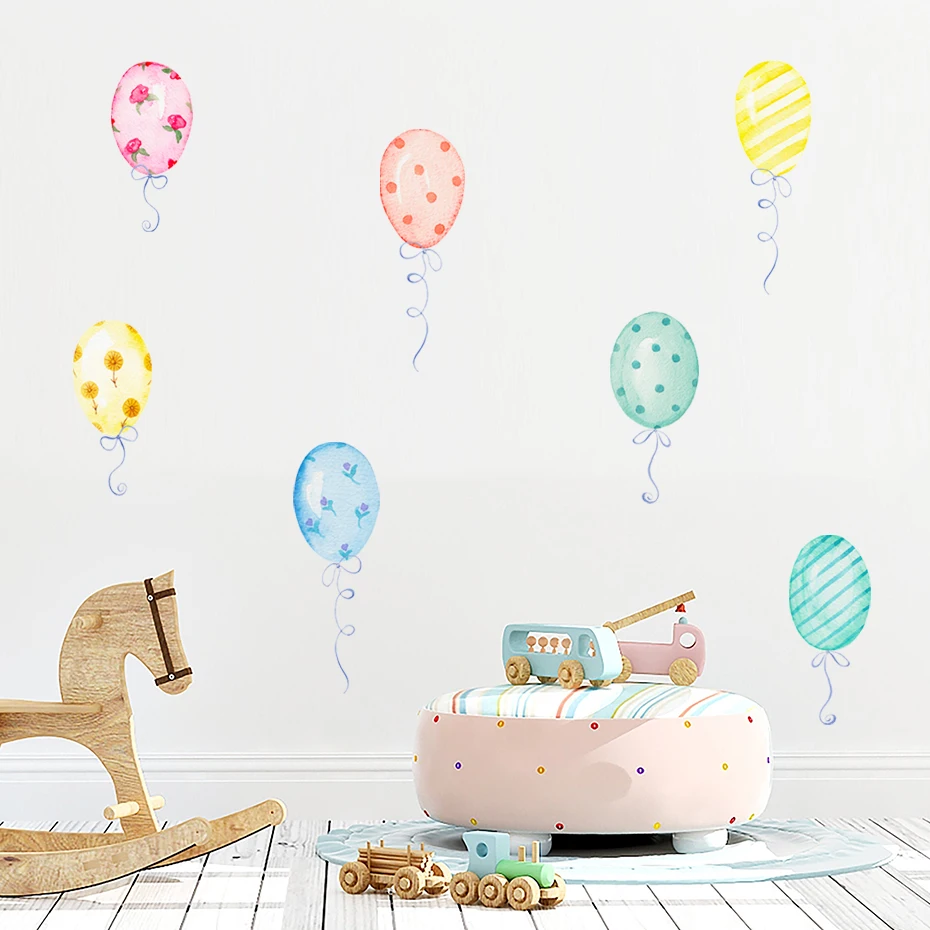 

7Pcs Watercolor Colourful Balloon PVC Wall Decals Nursery Art Stickers Wallpaper Posters Gift Girls Bedroom Removable Home Decor